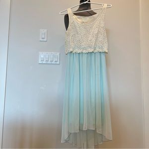 Elegant Lace and Flowy Mint Dress